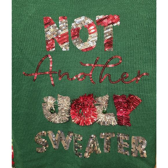 No Boundaries Ugly Christmas Sweater Womens Size Large Green Red Holiday Party - Picture 8 of 12